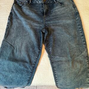 LOGO by Lori Goldstein Boyfriend Jeans in Dark Blue Wash